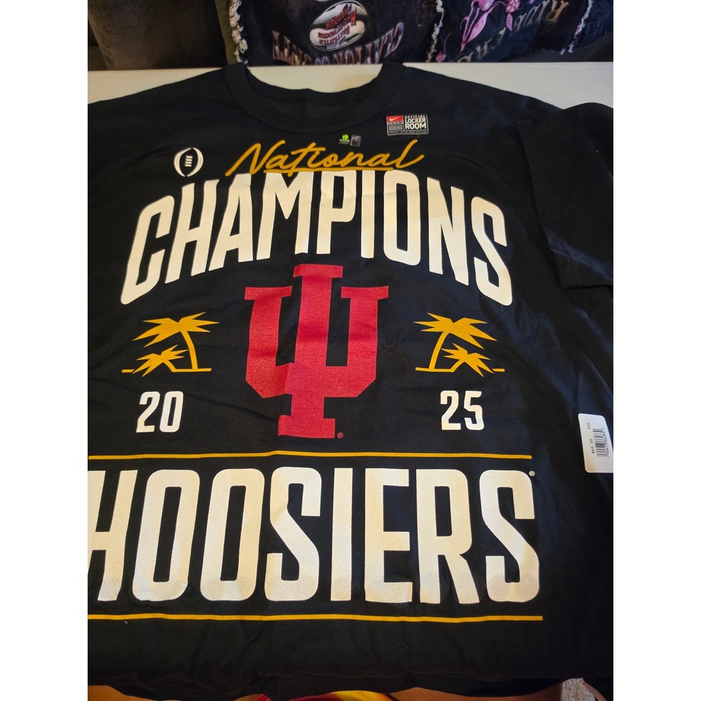 Nike Indiana Hoosiers National Champions 2025 T-Shirt Mens XXL Black IU Football